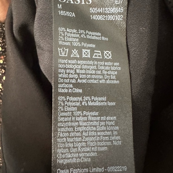 OASIS Pullover Sequins Special Occassions Black Medium Long Sleeves Top BNWOT - Picture 6 of 8